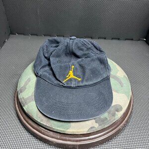 Air Jordan Childs Black Baseball Cap With Yellow Jumpman & Embroidered Sneaker D